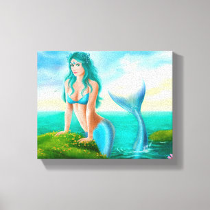 Lienzo Canvas "Sirenita en el mar"