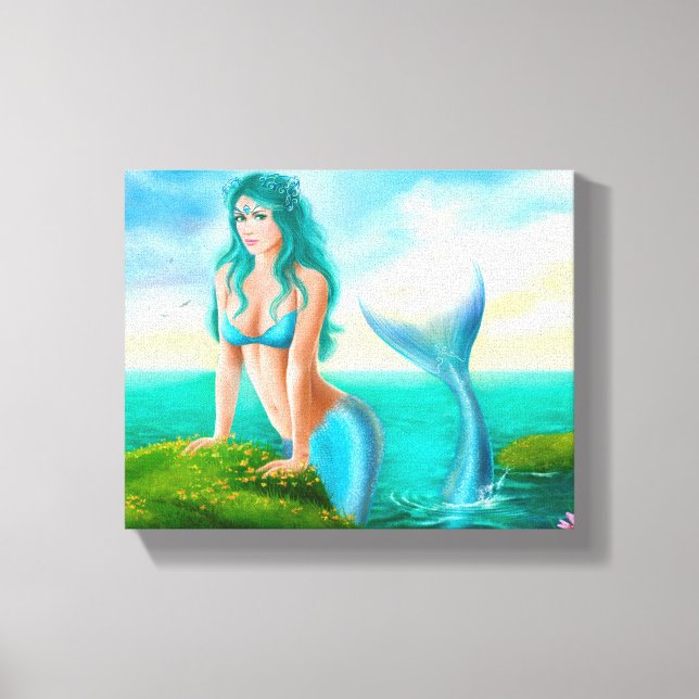 Lienzo Canvas "Sirenita en el mar" (Anverso)