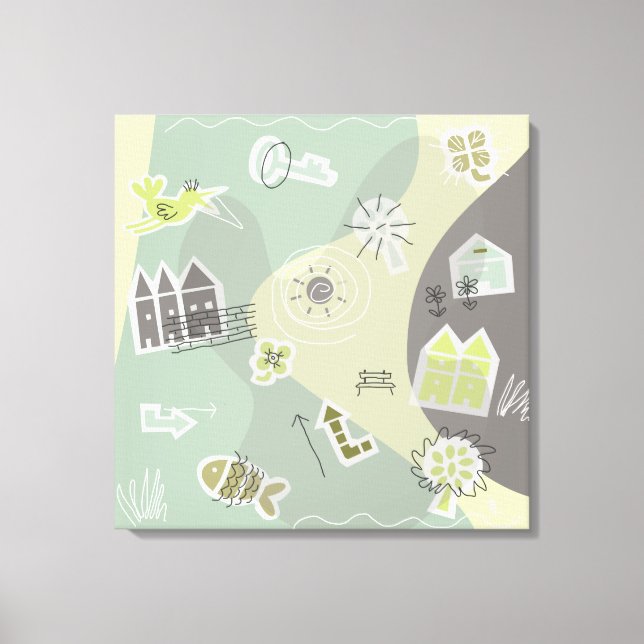 Lienzo canvas stad grijstinten (Anverso)