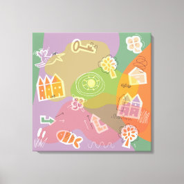 Lienzo canvas stad huizen oranje