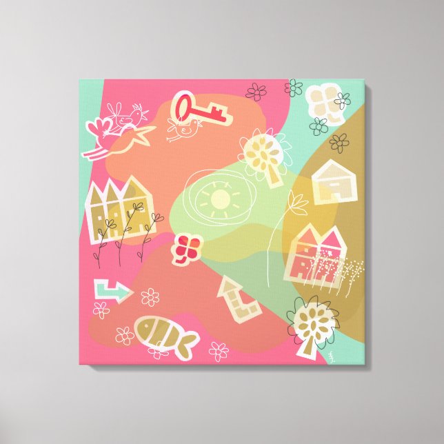 Lienzo canvas stad roze (Anverso)