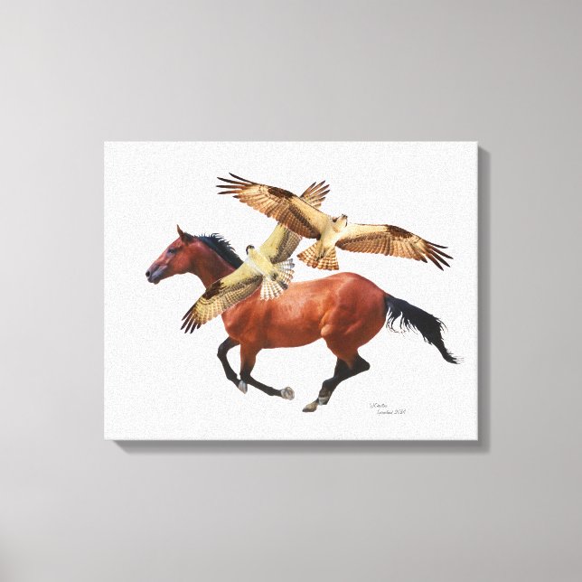 Lienzo Canvas Thoroughbred Horse Hawks (Anverso)