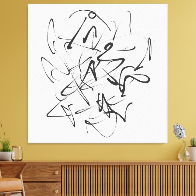Lienzo Caos en Tinta – Abstracción de Línea Expresiva (Insitu (Sala de estar))