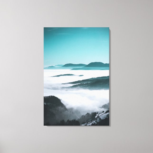 Lienzo Capas de colinas, niebla y árboles (Anverso)