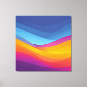 Lienzo Capas de Onda Naranja Azul