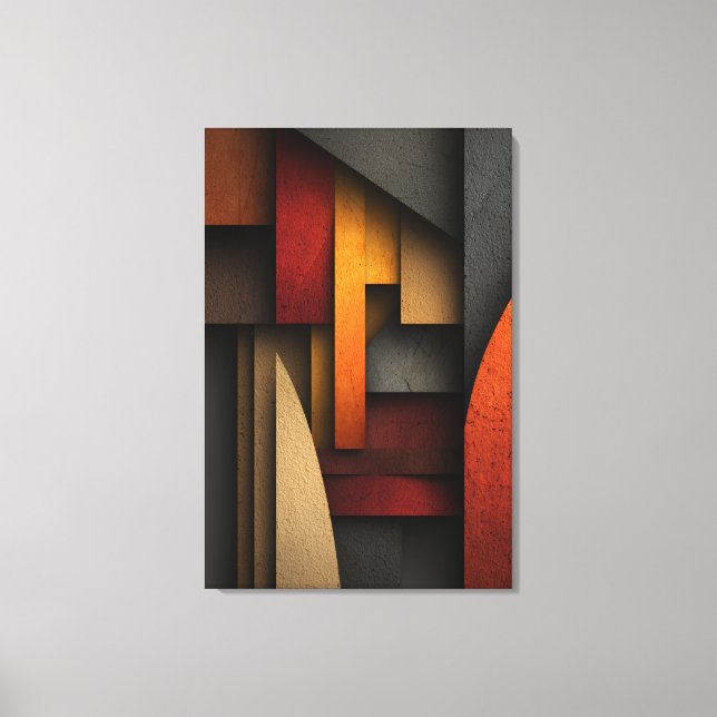 Lienzo Capas geométricas abstractas de tonos terrosos (Anverso)