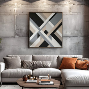 Lienzo Capas Neutras Abstractas Modernas 3D