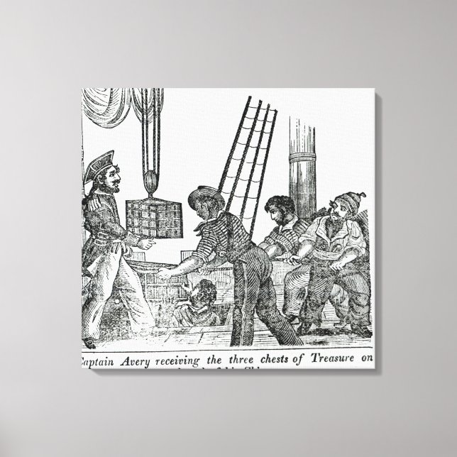 Lienzo Capitán Avery recibiendo tres cofres de tesoro (Anverso)