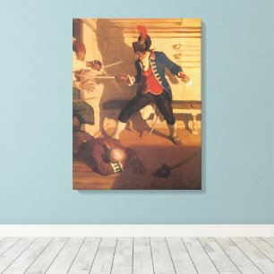 Lienzo Capitán pirata vintage, lucha de espadas por NC Wy
