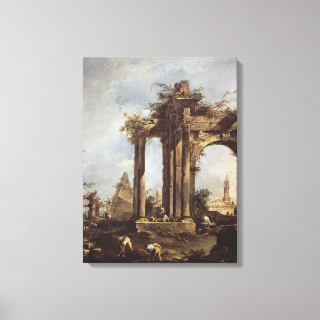 Lienzo Capriccio con ruinas romanas, pirámide y (Anverso)