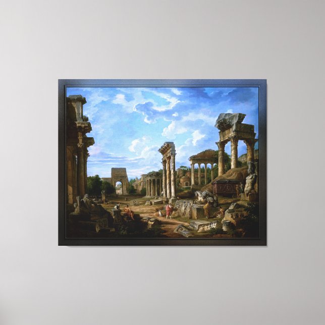 Lienzo Capriccio del Foro Romano de Giovanni Pannini (Anverso)