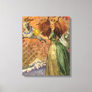 Lienzo Capricorn Mujer Goat Whimsical Fun