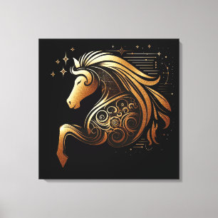 Lienzo Capricornio Zodíaco Caballo de Oro Astrología