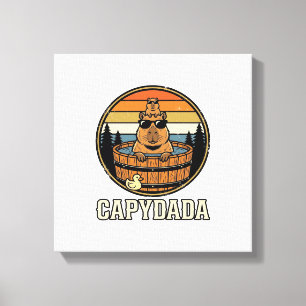 Lienzo Capydada Capybara Papá Diseño Vectorial Retro Bañe