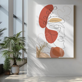 Lienzo Cara abstracta con folletos rojos y naranjas Bob