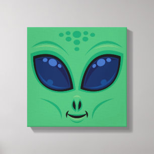 Lienzo Cara de Alien de Dibujos Animados Amigable