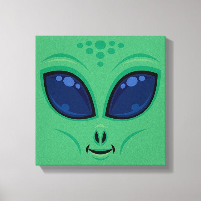 Lienzo Cara de Alien de Dibujos Animados Amigable (Anverso)
