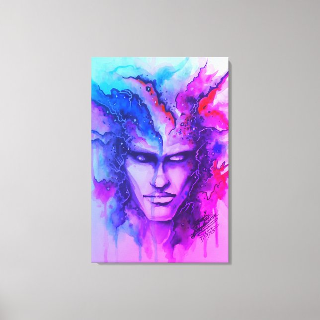 Lienzo Cara de color de agua (Anverso)
