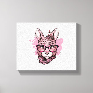 Lienzo Cara de conejito gafas rosadas floral leopardo Pas