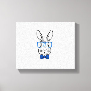Lienzo Cara de conejito lindo con lentes azules Bow Tire