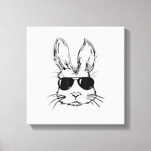 Lienzo Cara de conejo con gafas de sol Día de Pascua para