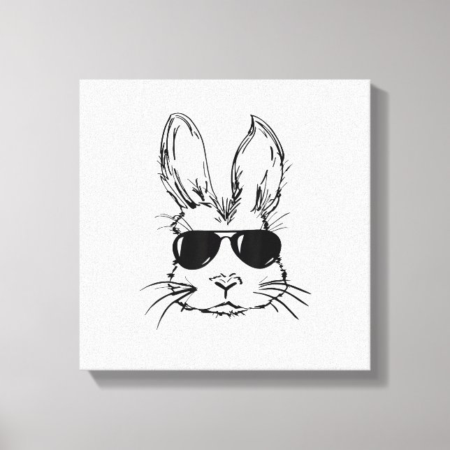 Lienzo Cara de conejo con gafas de sol Día de Pascua para (Anverso)