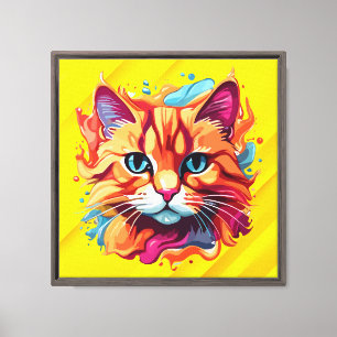 Lienzo Cara de gato de color lindo-87002