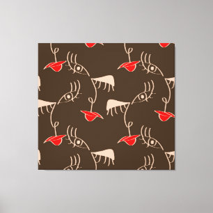 Lienzo Cara de mujer de una línea: patrón abstracto.