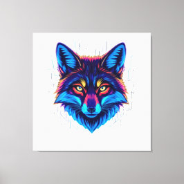 Lienzo Cara de zorro neon – Diseño vibrante y brillante