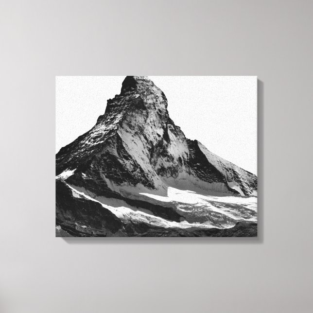 Lienzo Cara Norte de Matterhorn en blanco y negro (Anverso)
