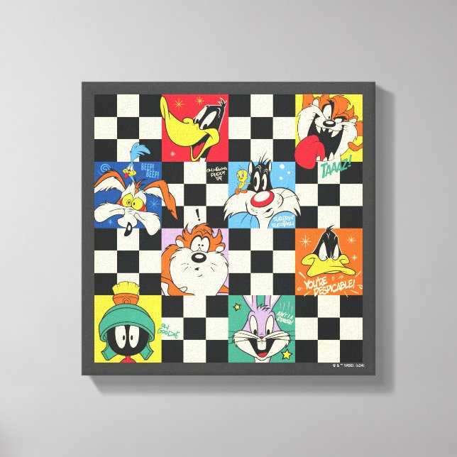 Lienzo Caracteres LOONEY TUNES™ en negro y blanco (Anverso)