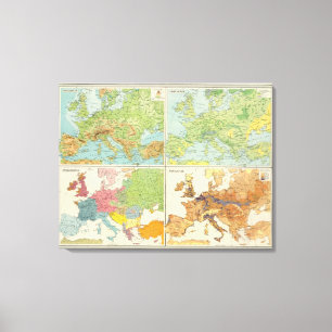 Lienzo Características de Europa y mapa físicos de la