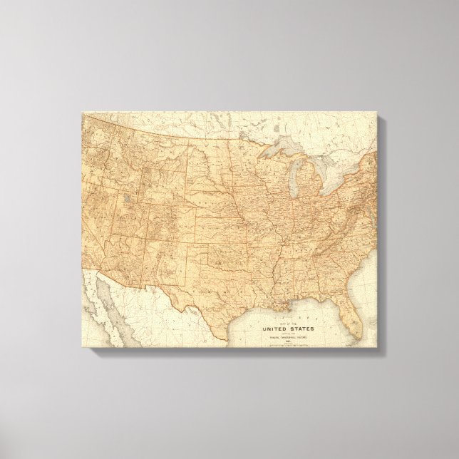 Lienzo Características topográficas de Estados Unidos (Anverso)