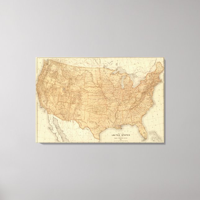 Lienzo Características topográficas de Estados Unidos (Anverso)