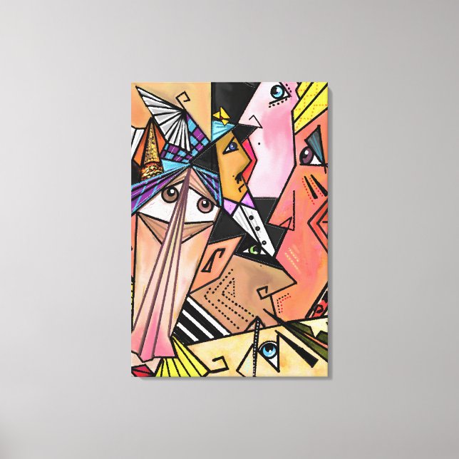 Lienzo Caras abstractas - Estados de ánimo - Pintura de r (Anverso)