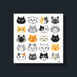 Lienzo Caras de gato | Gatos curos, divertidos y enojados<br><div class="desc">20 dibujos de gatos incluyendo gatitos domésticos de pelo largo y de pelo corto. Siamés, gatos negros, gatos bigote, calico, gatos rayados, grises y blancos y gatos tabby. El arte felino divertido que hace un gran regalo para los gatos. Original Ilustracion Humorístico ©Jenn Inashvili.</div>