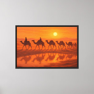 Lienzo Caravana del Desierto al Atardecer