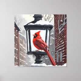 Lienzo Cardenal Bird Sentado En Una Linterna Callejera Cu