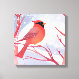 Lienzo Cardenal Rojo | Hermosa Pintura de Acuarela