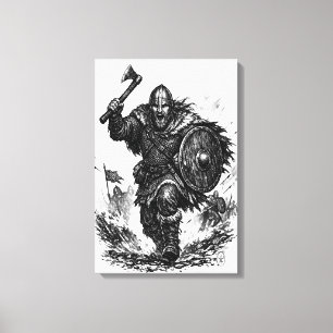 Lienzo Carga de Guerrero Vikingo - Batalla de Tinta