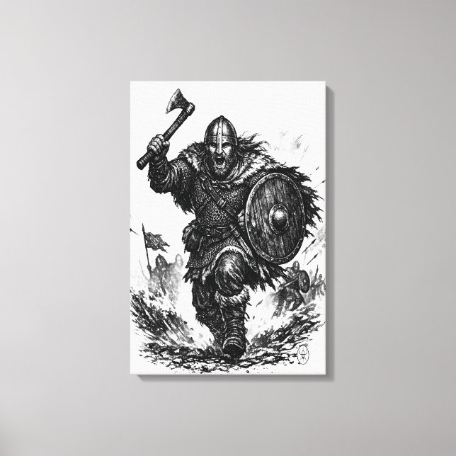 Lienzo Carga de Guerrero Vikingo - Batalla de Tinta (Anverso)