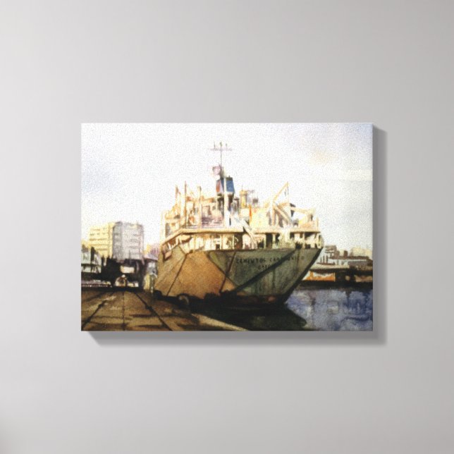 Lienzo Carguero en el puerto (A Coruña) (Anverso)