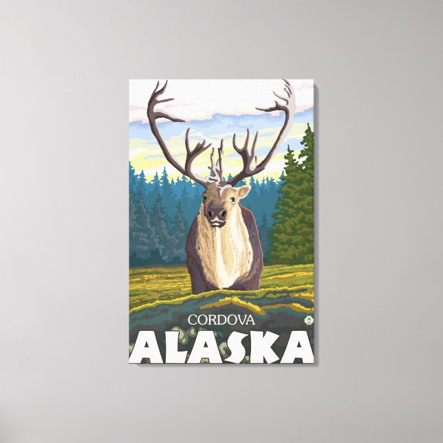 Lienzo Caribou in Wild - Córdova, Alaska (Anverso)