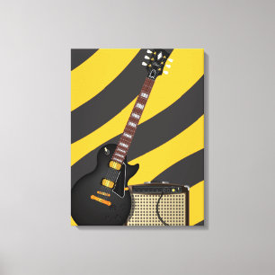 Lienzo caricatura de guitarra blues