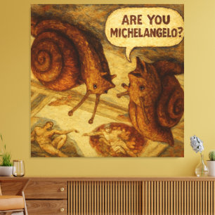 Lienzo Caricatura Paródica de Michelangelo y el Caracol I