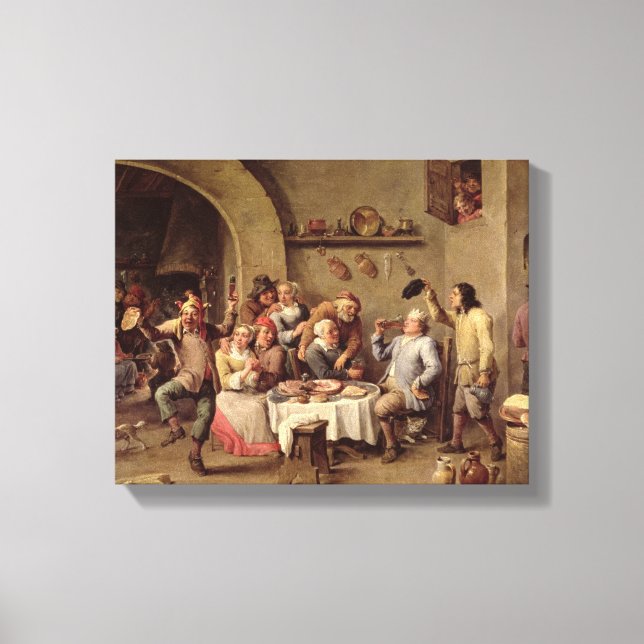 Lienzo Carnaval: 'Le Roi Boit', 1690 (petróleo sobre cobr (Anverso)