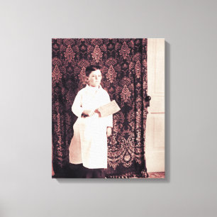 Lienzo Carnicero de los años 1890 con una fotografía de C