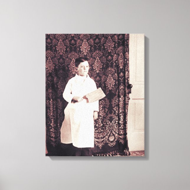 Lienzo Carnicero de los años 1890 con una fotografía de C (Anverso)