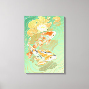Lienzo Carp Koi Fish Water Lily Pond Canvas