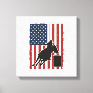 Lienzo Carrera de Barriles Bandera Americana Diseño Vecto